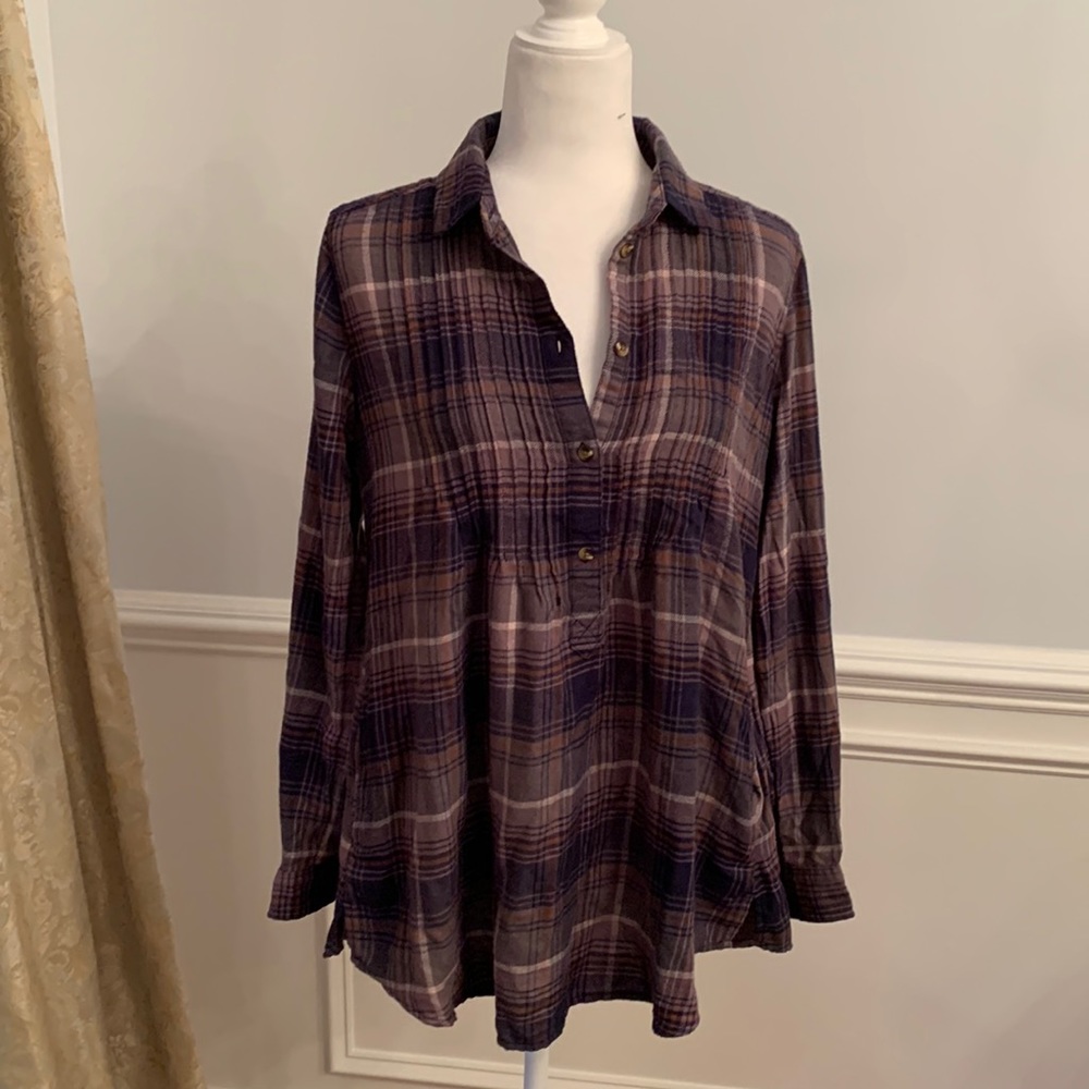 American Eagle Outfitters Boyfriend Fit Long Sleeve Flannel Shirt Size Medium